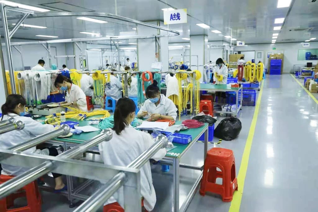 Firsol fiber optic cable assembly on production Line A in Shenzhen